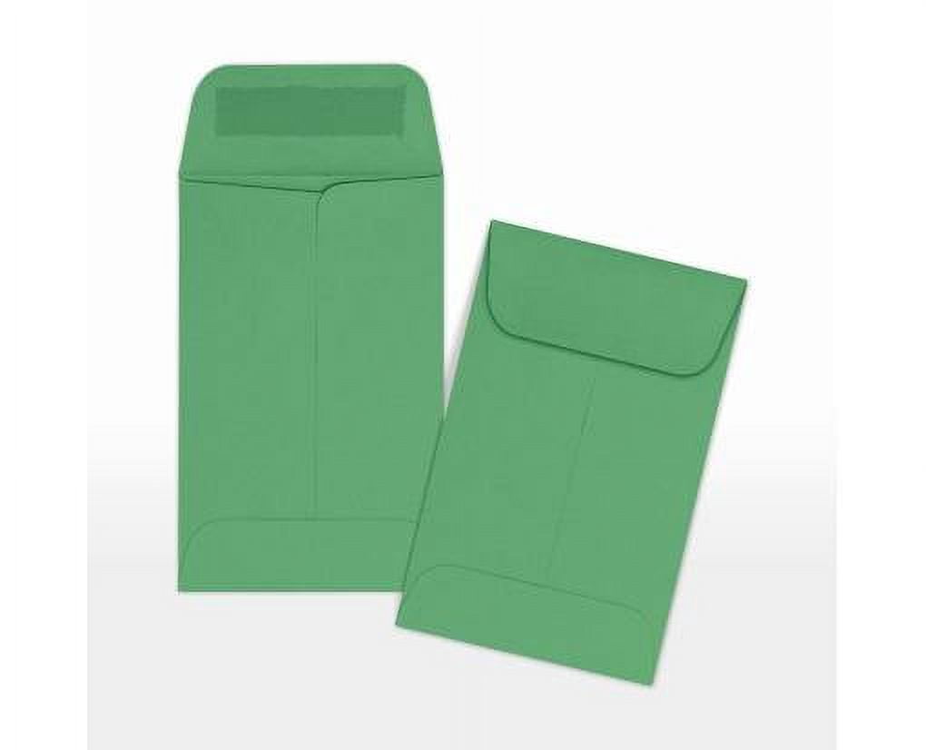 LUXPaper #1 Coin Envelopes w/ Moistenable Glue, Holiday Green, 2 1/4in x 3 1/2in, 80lb, 1000/Pack