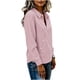 thumbnail image 5 of Camiseta de Solapa de Rayas Sueltas de Manga Larga de las Mujeres con Botón de Cuerda Elástica, Malla Estilo Superior, 5 of 9