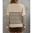 thumbnail image 3 of Suéter a Rayas con Cuello en V para Mujer, suéteres de Punto Elegantes de Manga Larga para Compras en casa, Citas, Oficina, Albaricoque L, 3 of 7