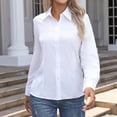 thumbnail image 2 of YANGXINX Womens Dress Shirts Long Sleeve Button Down Solid Lapel Collar Tunic Tops Regular Fit Stretch Casual Business Office Work Blouses, 2 of 6