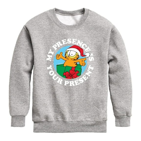 Garfield - My Presence Is Your Present - Toddler And Youth Crewneck Fleece Sweatshirt