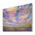 thumbnail image 2 of Designart 'Gorgeous Clouds Over Colorful Flowers In Field' Traditional Print on Natural Pine Wood, 2 of 5