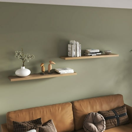 Ecco 47" Wide Floating Shelves Set of 2 Engineered Wood Macadamia