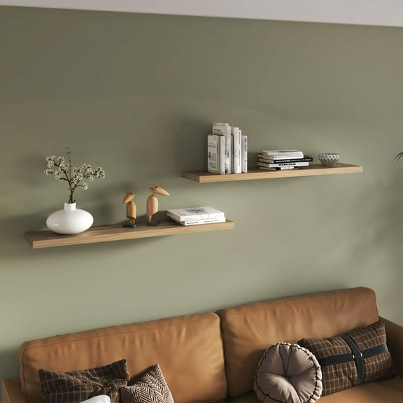 Ecco 47" Wide Floating Shelves Set of 2 Engineered Wood Macadamia