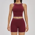thumbnail image 1 of AEXTO Women 2 Piece Workout Sets Racerback Color Block Tank Top High Waist Tummy Control Shorts Yoga Set, 1 of 14