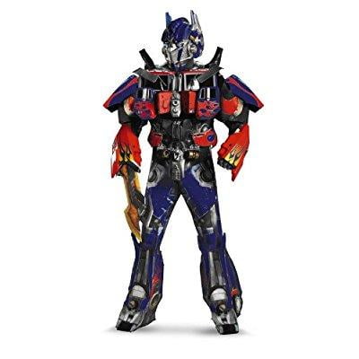 disguise men's hasbro transformers age of extinction movie optimus prime theatrical with vacuform plus 3d costume, blue/red, x-large/42-46