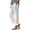 White, variant on Plus Size Pants Women Fashion Solid Color Cotton Elastic Long Pants Beach Leisure Trousers A Of Buttons S-3XL