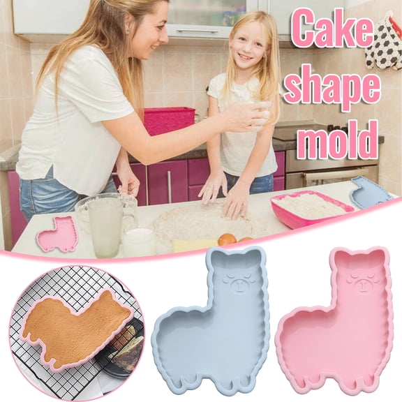 Silicone Cake & Muffin Mold Pan, Food-Grade Reusable Llama & Half-Ball Shapes for Chocolate, Cookies, Jelly, Pudding, Oven & Freezer Safe, Pink/Blue