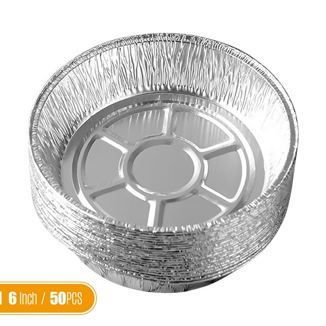 Plats en Papier D\'aluminium,Assiettes Rondes Moules à Tarte Ronds Moules à Tarte en Étain Friteuses à Air 50 Pcs 6 Pouces Solinder Wyan Burko Jetable Tarte Cometx