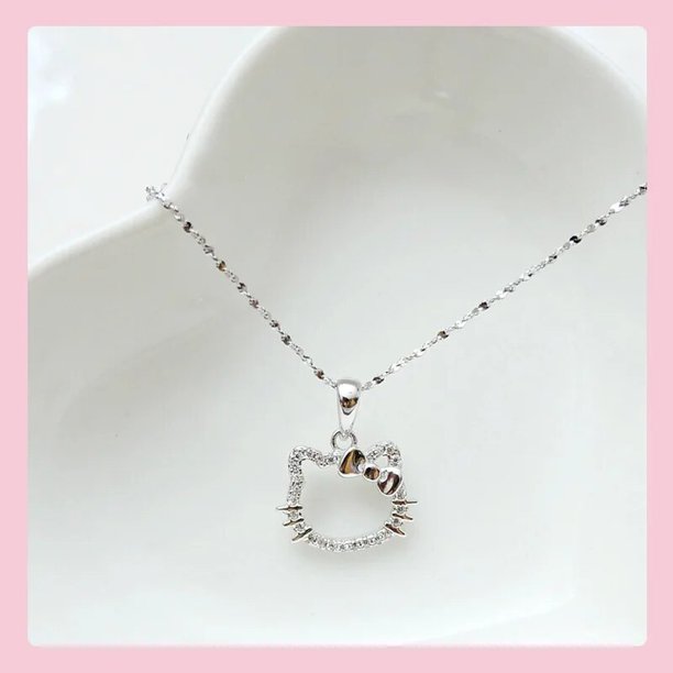 Collar de Hello Kitty Y2k para mujer, Gargantilla de aleación de cristales de plata, pulsera femenina, colgante, Collar Sanrio, regalo de joyería, juguete para niñas