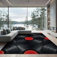 thumbnail image 2 of ODIKA 8'x10' Washable Area Rug Non-Slip Chair-Friendly Mat Record Retro Vinyl Phonograph Disc Motif Round Concentric Shaped for Dining Room, Large Office, Lounge, 2 of 7