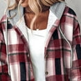 thumbnail image 6 of Sokhug Jackets for Women with Hood Casual Loose Button Down Buffalo Plaid Flannel Shirts Fall Winter Fashion Shacket Coats, 6 of 6