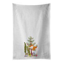 Carolines Treasures CK4514WTKT 28 x 19 in. Unisex Oranda Red Cap Goldfish Merry Christmas White Dish Towels Kitchen Towel - Set of 2