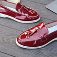 thumbnail image 4 of GERsome Women's Loafer Flats Round Toe PU Leather Slip-On Work Shoes Casual Comfort Walking Dressy Shoes, Red Size 6.5, 4 of 9