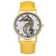 Tersalle Cartoon Crab PU Leather Strap Watch Fashion Simple Quartz Wristwatch T165-A (Light Blue)