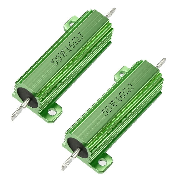 50W 16 Ohm Aluminium Housing Chassis Mount Wirewound Power Resistor Green 2pcs