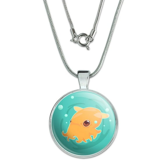 Cute Dumbo Octopus 1" Pendant with Sterling Silver Plated Chain