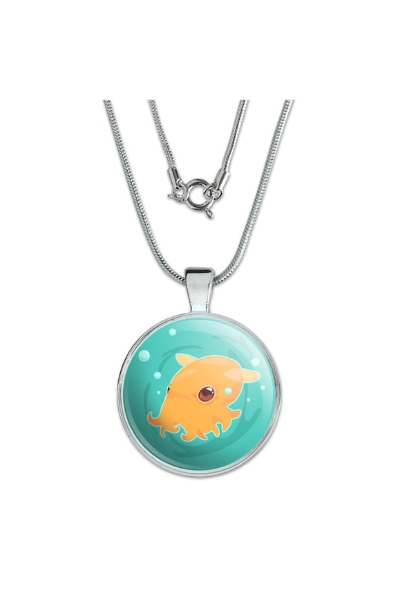 Cute Dumbo Octopus 1" Pendant with Sterling Silver Plated Chain