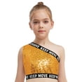 thumbnail image 3 of YiZYiF Kids Girls Shiny Sequins One Shoulder Crop Top Jazz Hip Hop Dance Tank Tops Athletic Vest Gold 12, 3 of 7