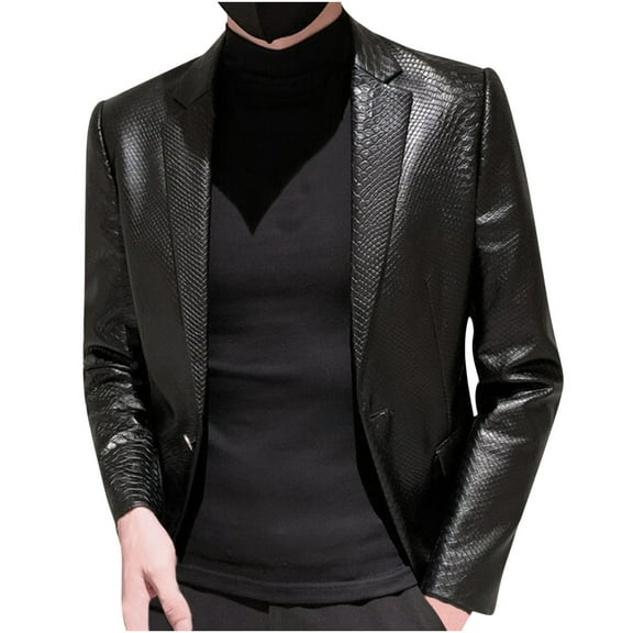 Herrnalise Men's New Foreign Trade Men's Motorcycle Leather Lapel Leather Jacket Leather Large Size Casual Jacket Men's Jacket Black