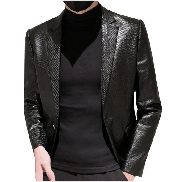 Blazer Chaquetas Para Hombres Blazer de Cuero Nuevo Comercio Exterior Motocicleta Solapa Tamaño Grande Casual Odeerbi ODB177652