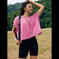 thumbnail image 4 of Camisetas de Entrenamiento de Corta para Mujer, Blusas con Espalda Abierta, Informales, para Yoga, Atléticas, Gimnasio, Holgadas, para Correr Rosa XL, 4 of 8