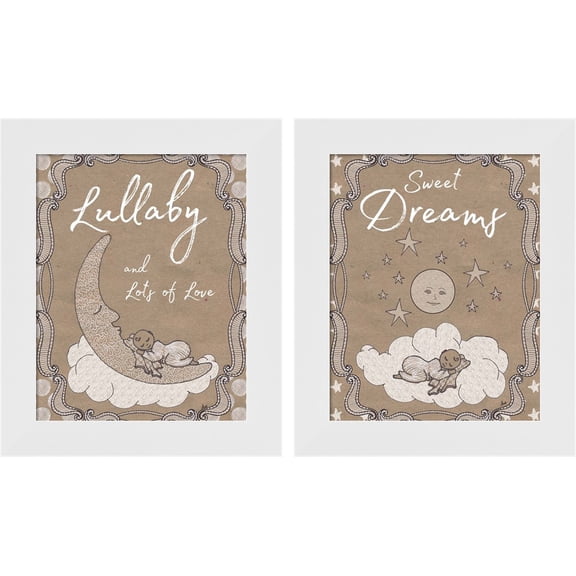 Great Art Now Sweet Lullaby by Andi Metz, 2 Piece Framed Art Set Each 10"W x 12"H