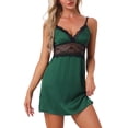 thumbnail image 1 of INSPIRE CHIC Camisón de Lencería para Mujeres Noche de Encaje Deslizamiento Completo Pijama Vestido M Verde, 1 of 6