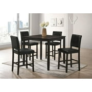 GTU Furniture 5Pc Contemporary Style Black Soild Wood Counter Height Table with 4 Wooden Chair Dining Set