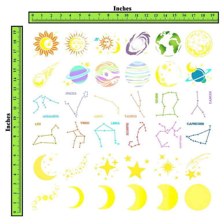 Topaz Stencils | Face Painting Stencil - Planets (01280) - Jest Paint