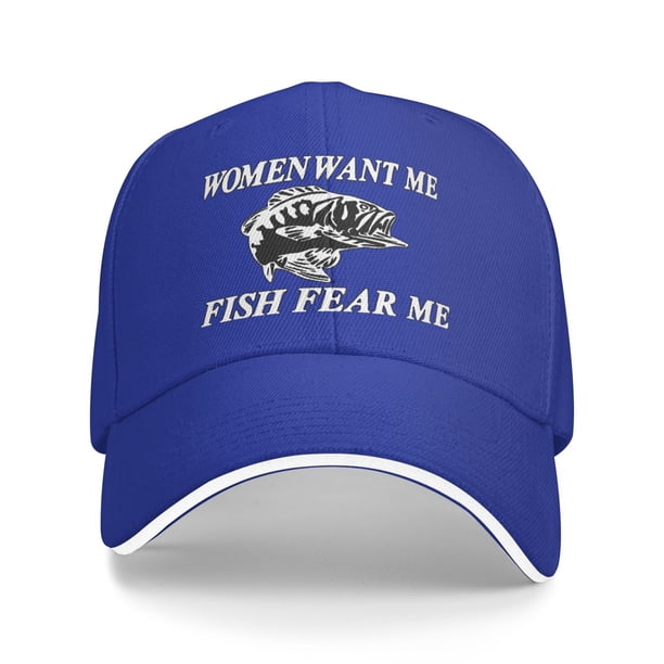 Women Want Me Fish Fear Me Washed Baseball Cap Trucker Hat Adult Unisex Adjustable Dad Hat Summer Breathable Stretch HatsAdjustable Gao Jinjia LED