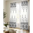 thumbnail image 5 of Black White Boho Sheer Curtains 63 Inch Length 2 Panels Set for Living Room/Bedroom, Vintage Ethnic Tribe Abstract Art Retro Kitchen Curtains Grommet Semi-Sheer Curtains Window Treatments 42"x63"x2, 5 of 7