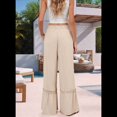 thumbnail image 4 of Pantalones Palazzo de Cintura Alta y Pierna para Mujer, Pantalones Playeros con Encaje Fluido, Trajes de Verano, Color Albaricoque S, 4 of 10