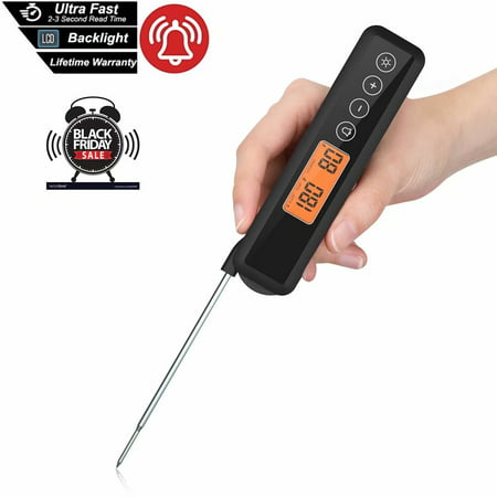 Black Friday Clearance!!!Digital Meat Thermometer for Grill and Cooking. Upgraded with Backlight and Alarm.Best Ultra Fast Digital Kitchen Probe. Includes Internal BBQ Meat Temperature