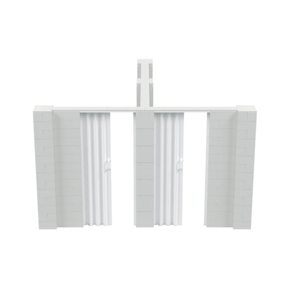 EverBlock 12’ x 10’ x 7’ T-Shaped Wall Kit with 2 Accordion Doors | 3’ x 7’ Doorways | Modular Building Blocks | Room Divider & Partition | Easy to Connect & Reuse | Indoor & Outdoor Use