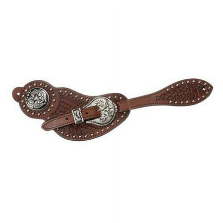 Royal King Basketweave Spur Straps with Steer Conchos
