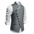 thumbnail image 3 of ZCFZJW Men's Suit Vest Formal Wedding Slim Fit Single-Breasted Sleeveless V-Neck Have Pockets Solid Dress Wedding Waistcoat Prom Tuxedo #02-Gray XL, 3 of 9