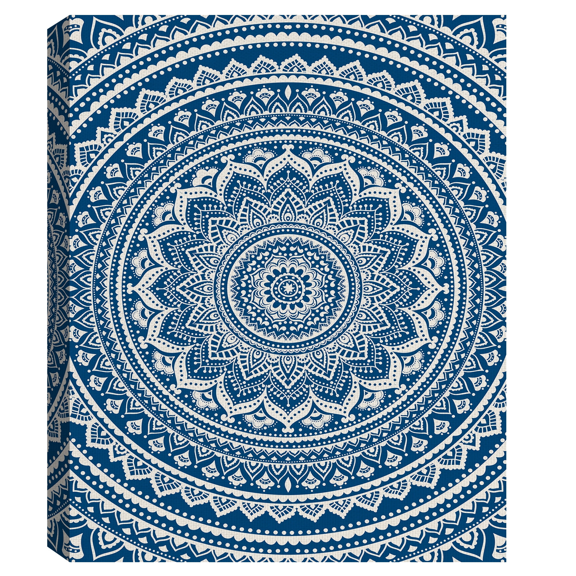 Masterpiece Art Gallery Medallion In Blue By Belle Maison Canvas Art Print 22" x 28"