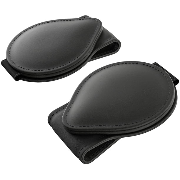 Estuche para gafas de coche, 2 piezas de cuero con cierre magnético, soporte para gafas de coche, soporte universal para gafas de sol, clip para colgar gafas para coche, negro brillar Electrónica