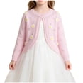 thumbnail image 2 of hengsof Toddler Girls Short Sleeve Bolero Cardigan Sweaters Kids Knit Button Lettuce Trim Shrug Cropped Cute Sweater, 2 of 8