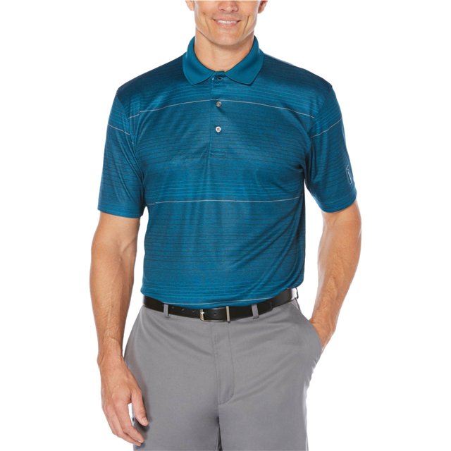 PGA Tour - Polo de rugby con rayas jaspeadas para hombre, azul, grande PGA Tour polo, rugbi