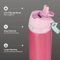 thumbnail image 3 of TAL 24oz Stainless Steel 2-in-1 Straw and Chug Water Bottle with Push Lid, Pink Shimmer, 3 of 12
