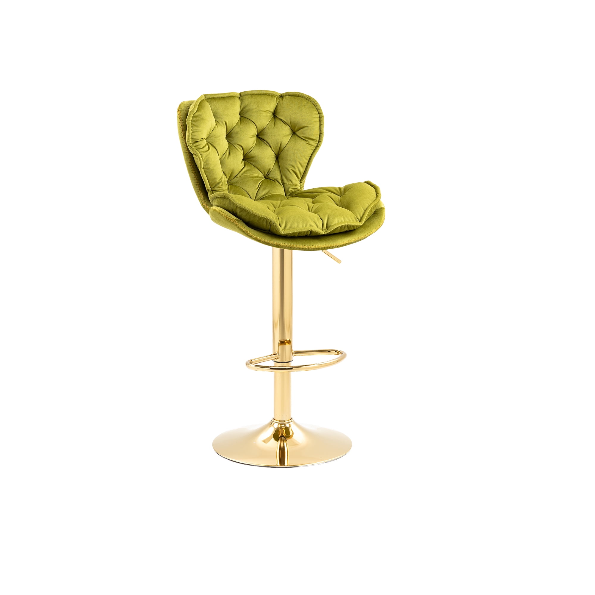 Adjustment Height Bar Stools with Gold Base, Back and Footrest, Modern