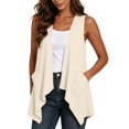 thumbnail image 2 of Nestiefly Sleeveless Vest for Women Summer Lightweight Casual Loose Fit Open Front Irregular Hem Cardigans with Pockets 2026 Beige 2XL, 2 of 7