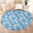 thumbnail image 4 of Light Blue Christmas Snowflake Pattern Round Blanket,Comfortable Soft Flannel Throw Blanket,All Season,Warm Lightweight Blankets for Sofa Bed Couch Living Room Chair 60"x60", 4 of 5