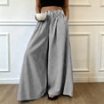 thumbnail image 2 of Women's Summer Striped Print Wide‑Leg Pants High‑Waist Elastic Waist Loose Casual Long Trousers with Side Pockets White XL(XL), 2 of 9