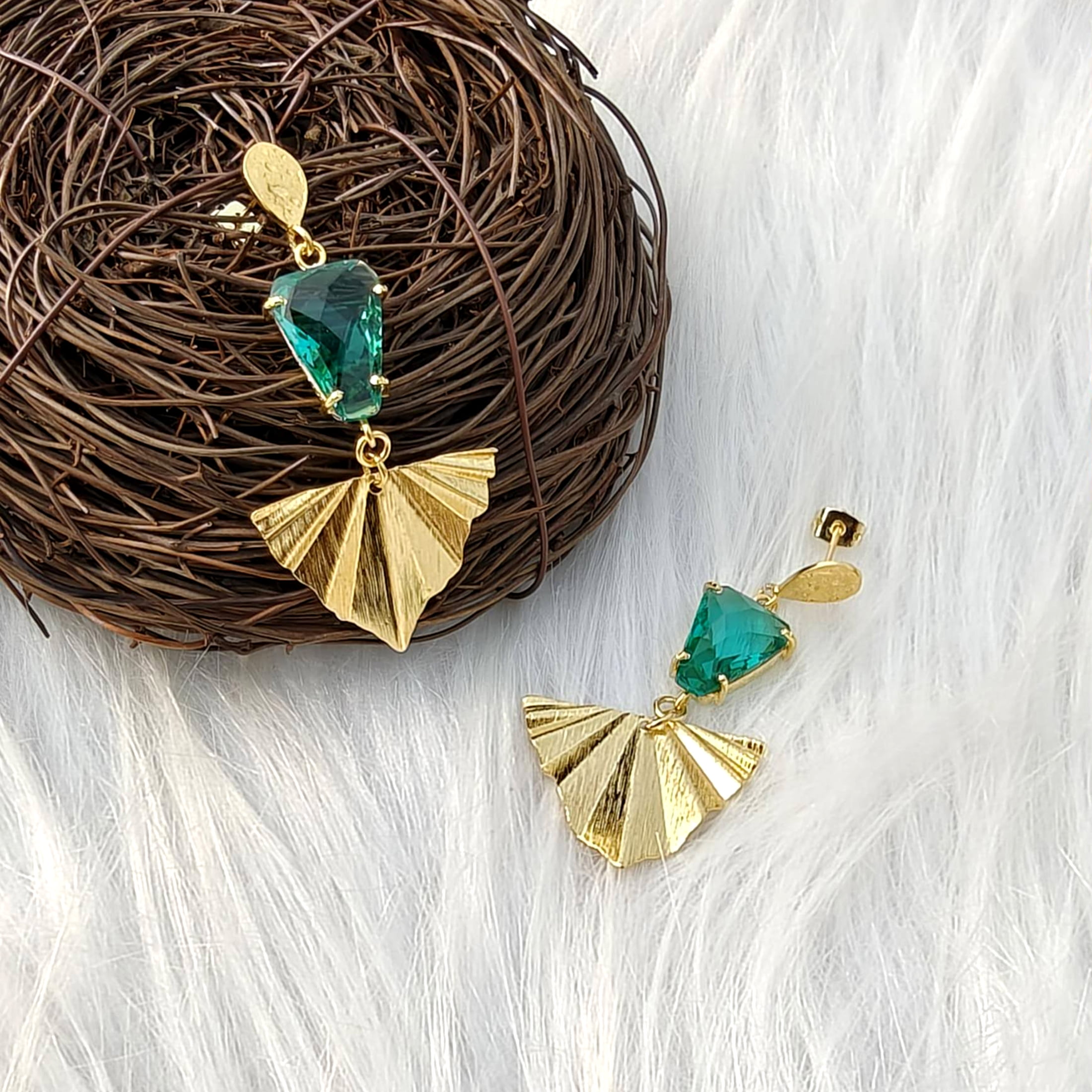 Zeva Jewels Apatite Quartz Gemstone Drop & Dangle 18k Gold Plated Brass Prong Setting Screw Back Earring
