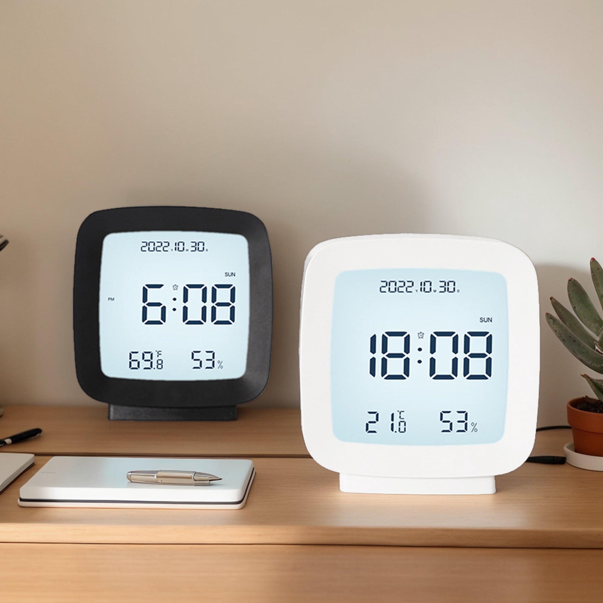 Unique Bargains Voice Control Clock White 3.1"L x 1.6"W x 3.3"H