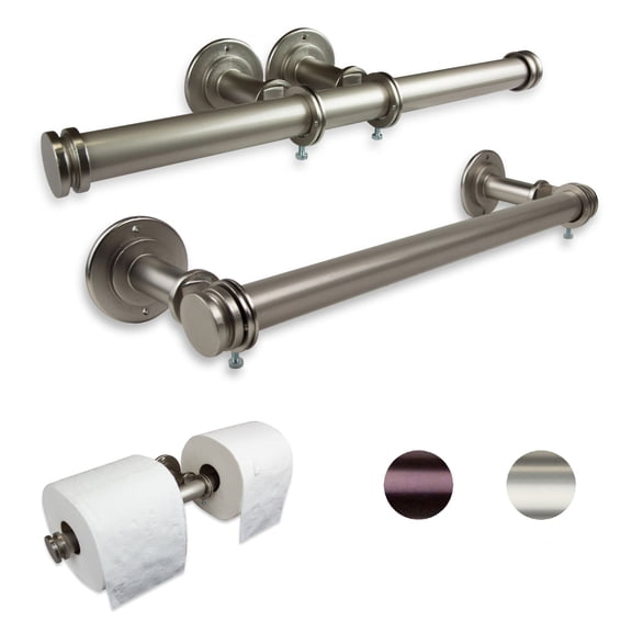Contemporary Home Living 15" Silver Contemporary Double Toilet Paper Holder