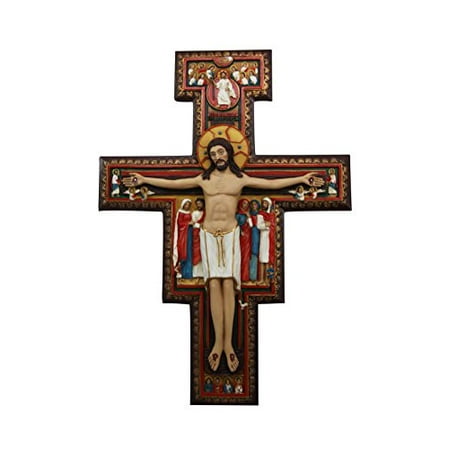 Saint Francis of Assisi Romanesque San Damiano Crucifix Decorative Wall Plaque Cross